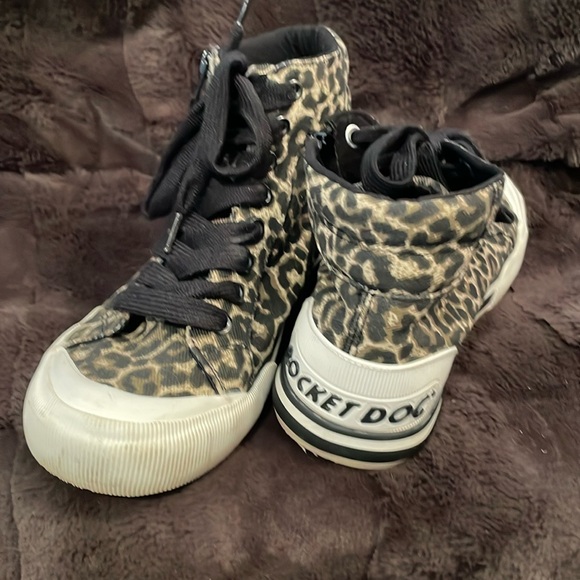 Rocket Dog Plush Foam Leopard Print Zip Up High Tops Sz 7.5 - Picture 6 of 16